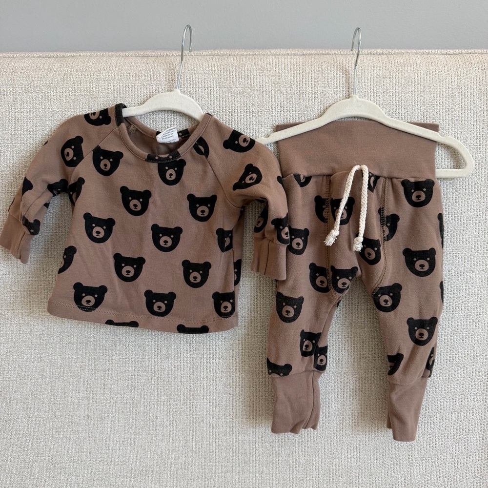 Little One Shop Co Brown Bear Print Kids Matching Set